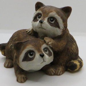 Vintage Homco Racoons Figurine Made In Taiwan Ceramic